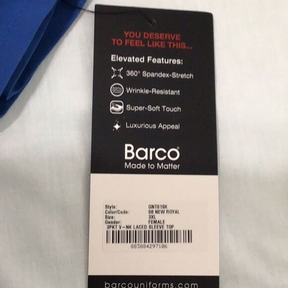 Grey’s Anatomy Uniform Top Royal Blue 3 Pocket V-Neck Laced New Size 3XL - Picture 10 of 13